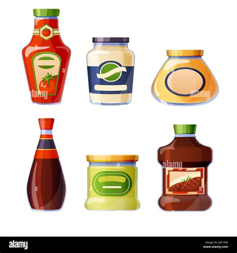 Sauces And Dressings In Glass Bottles Isolated On White Background Ketchup Mayonnaise Mustard