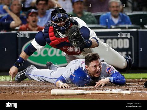 New York Mets Wilmer Flores Bottom Is Tagged Out At Home Plate By