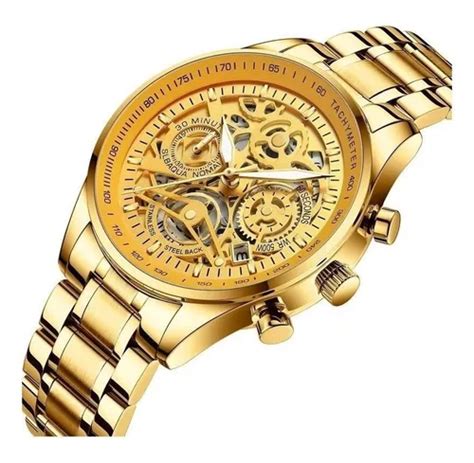 Reloj De Pulsera Nibosi Ni De Cuerpo Color Dorado Anal Gico Para