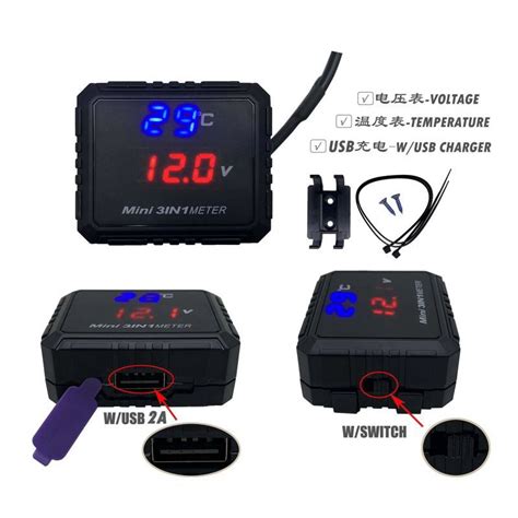 Jual Voltmeter Aki In Plus Usb Casan Dan Temperatur Suhu Model Koso