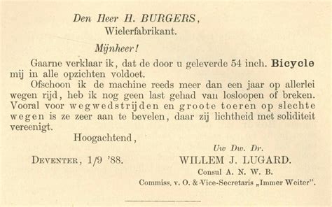 H Burgers Rijwielen Catalogus 1889 De Oude Fiets