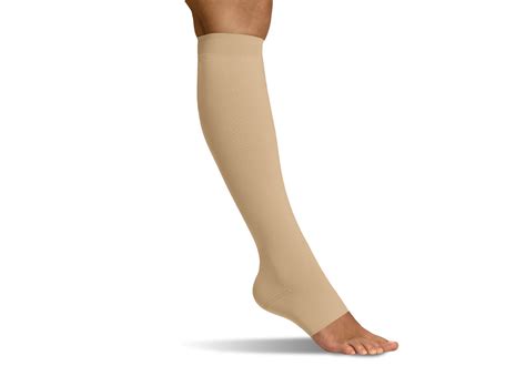 Flat Knit Ready Made Lymphoedema Below Knee Open Toe Stockings With