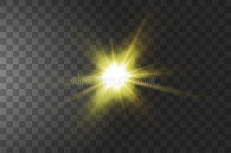 Bright Yellow Shining Sun Isolated On Transparent Background Glow