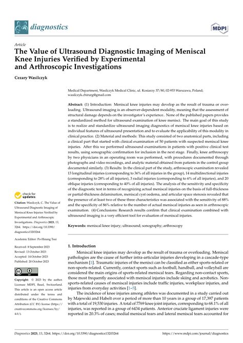 PDF The Value Of Ultrasound Diagnostic Imaging Of Meniscal Knee