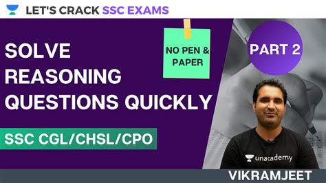 Solve Reasoning Questions Quickly No Pen Paper Ssc Cgl Chsl Cpo