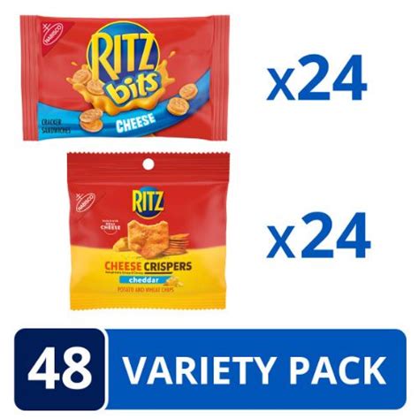 Ritz Bits Cheese Crackers And Ritz Cheese Crispers Cheddar Chips Variety Pack 48 Snack Packs