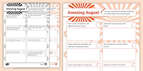 Amazing August Wellbeing Checklist Teacher Made Twinkl