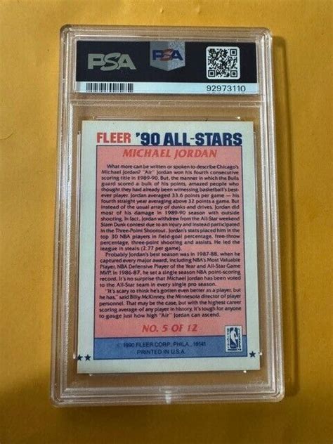 1990 Fleer Basketball All Stars Michael Jordan 5 PSA 9 MINT GOAT EBay