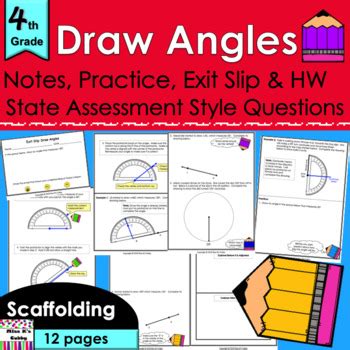 Draw Angles Protractor No Prep Notes CCLS Practice Exit Slip HW