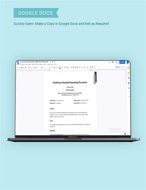Healthcare Standard Operating Procedure Template In Word Google Docs