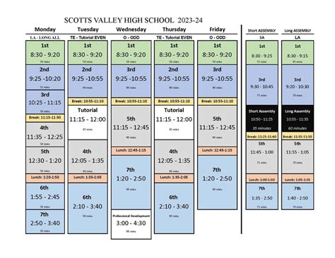 2023 24 Bell Schedule Scotts Valley High School