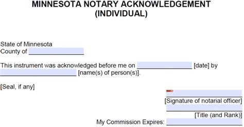 Free Minnesota Notary Acknowledgement Forms Pdf Word