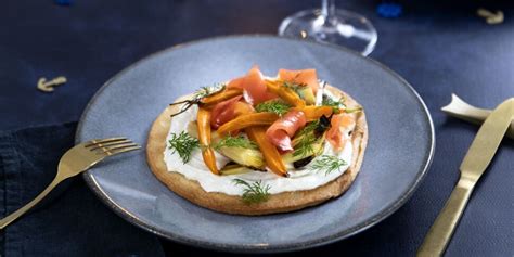 Tarte Fine Aux Légumes Rôtis And Saumon Fumé Avec Sa Crème Citron Facile