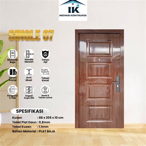 Jual Inovasi Kontruksi Single Km Set Pintu Plat Baja Lengkap Daun