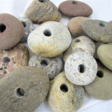 River Rock With 38 Hole Beach Stones With Drilled Etsy