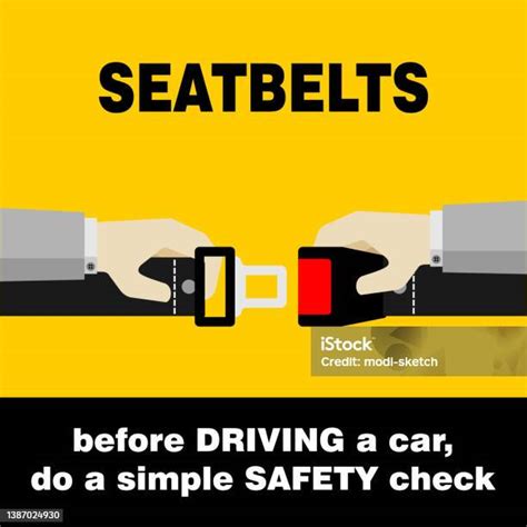 Seatbelts Before Driving A Car Do A Simple Safety Check Sticker Vector