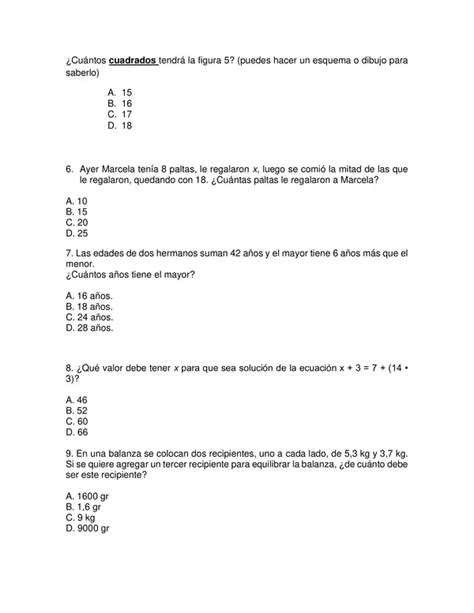 Prueba Algebra Matematicas Octavo Basico Con Solucion Profe Social