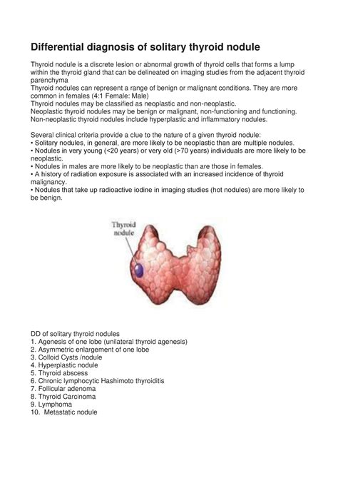 Differential Diagnosis Of Solitary Thyroid Nodule They Are More