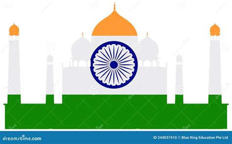 Dessin Du Drapeau De L'inde Du Pays Avec Fond De Taj Mahal Illustration ...