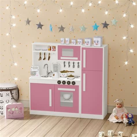 Cozinha Infantil Rosa Completa Menina Pia Fog O Forno Mdf Submarino