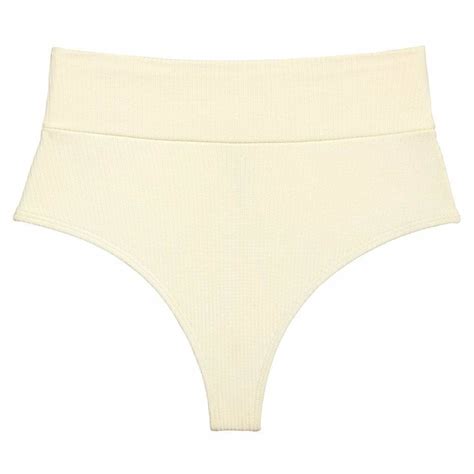 Cream Rib Added Coverage High Rise Bikini Bottom Montce Swim Wolf