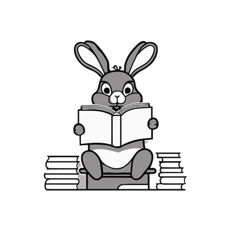 Ilustración De Icono De Vector De Libro De Lectura De Conejo Lindo