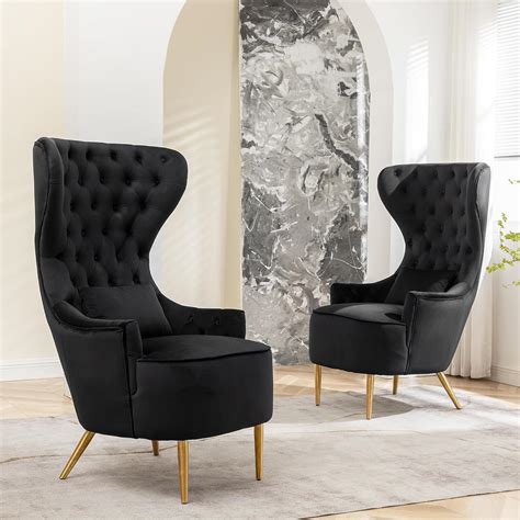 Kinwell 30 W Tufted High Wingback Chairs Set Of 2 Mid