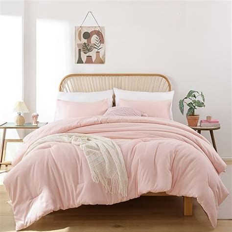 Rosgonia Comforter Full Size For Girls Boys Teens Blush 3pcs1 Boho Pink Comforter