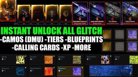 New Instant Unlock All Glitch Variants Camos Xp Tiers Lobby