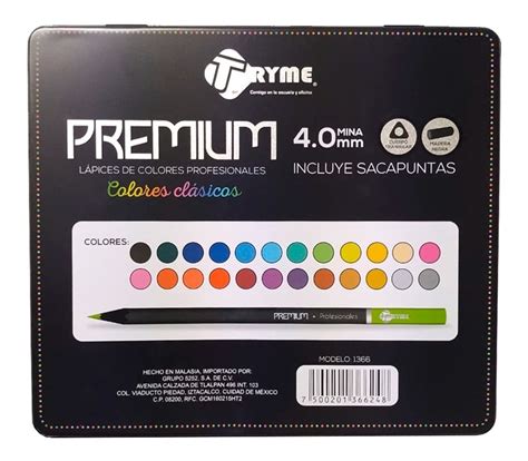 Lápices Colores Profesionales Premium Clásicos 24 Pzs Tryme MercadoLibre