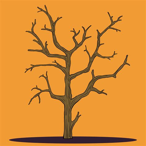 Simplicity Halloween Dead Tree Freehand Drawing Flat Design 3486480