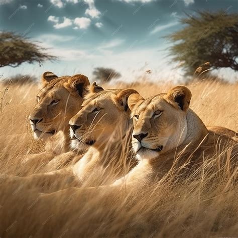 Premium AI Image | Lion in the savanna