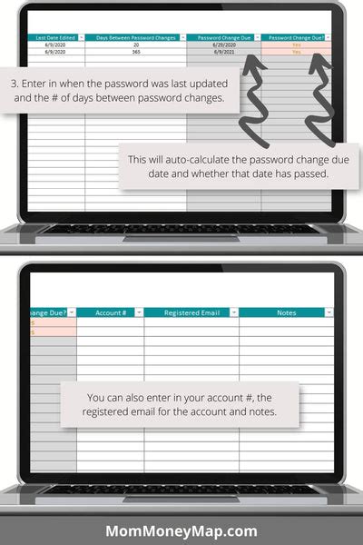 Password Tracker Excel Spreadsheet – Mom Money Map