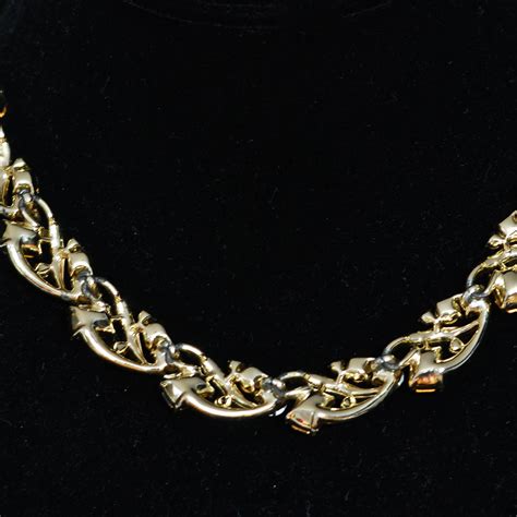 Coro S Rhinestone Necklace In An Ornate Gold Tone Setting Signed