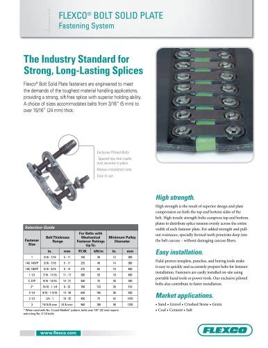 Flexco Br Solid Plate Fasteners Flexco Pdf Catalogs Technical