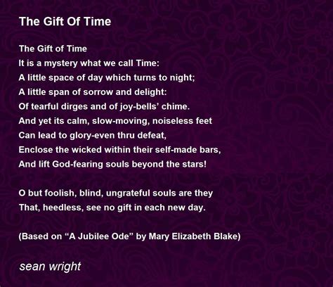 The Gift Of Time - The Gift Of Time Poem by sean wright