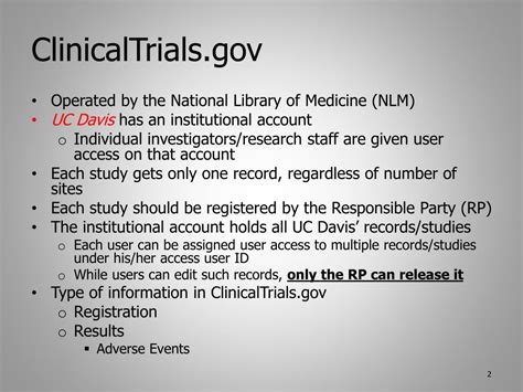 Ppt Clinicaltrials Gov How To Register Your Trial Powerpoint