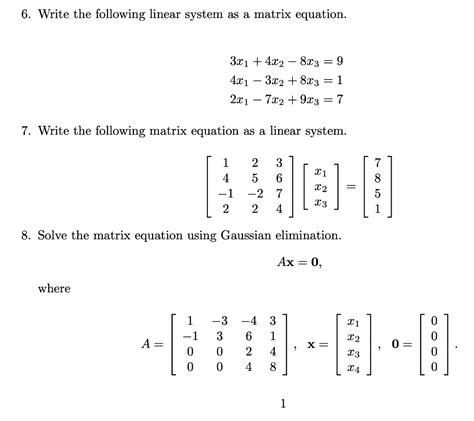 Solved 6. Write the following linear system as a matrix | Chegg.com