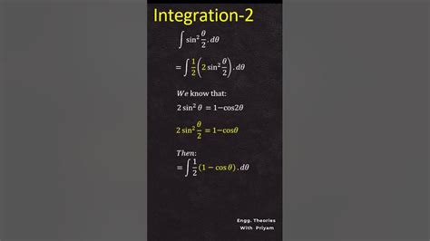 Integral Of Sin2 Theta2 Integral Of Sin2 X2 Integration Shorts Shorts Youtube