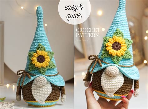 Crochet Patterns Flower Gnome Easter Gnome Sunflower Gnome Etsy UK