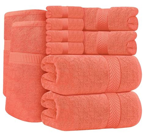 Zhou Yan Jun Premium Towel Set 600 Gsm 10 Piece Coral 100 Ring Spun