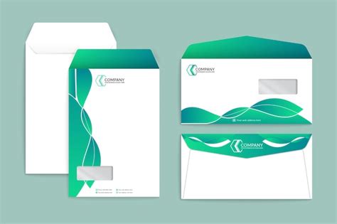 Conjunto de plantillas de sobres de color verde ecológico Vector Premium