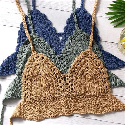 Sexy Femmes Bikini Crop Top Crochet Boho Beach Bralette Halter Cami Tricoté Soutien Gorge Dos Nu