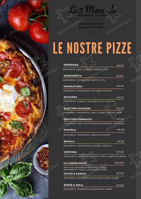 Menu Da Le 3 Meraviglie Ristorante Pizzeria Vanzago