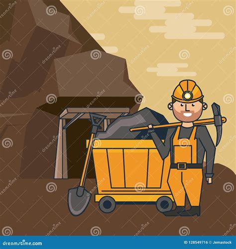 Mining Worker Cartoon Stock Vector Illustration Of Mineral 128549716