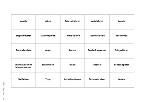 Bingospiel Kannst du Deutsch DAF Arbeitsblätter pdf doc