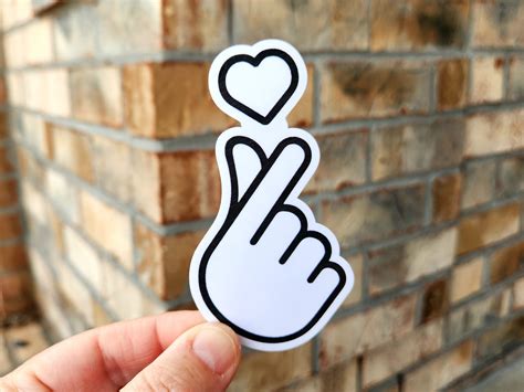 Finger Heart Sticker K Drama Sticker Korean Stickers Heart Etsy