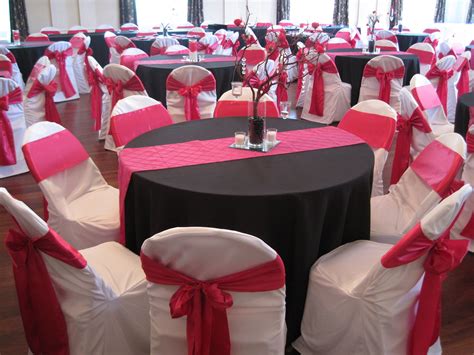 Black Tablecloths White Custom Chair Covers Hot Pink Fuchsia