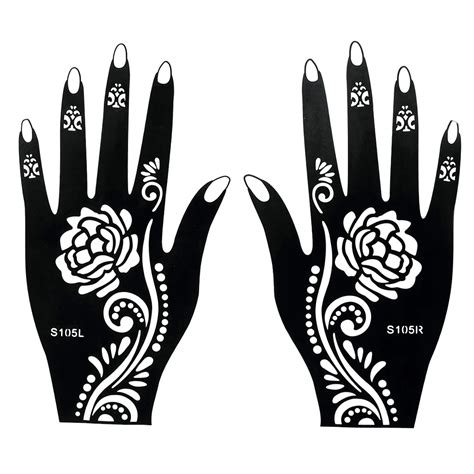 1 Pair Sexy Flower Lace Henna Mehndi Black Waterproof Tattoo Women Body