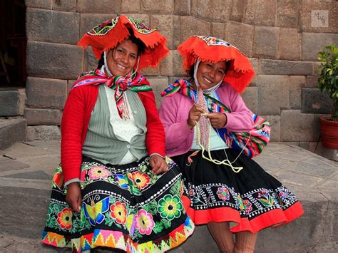 Two Amerindian Women In Traditional Dress Cusco Peru Traditional